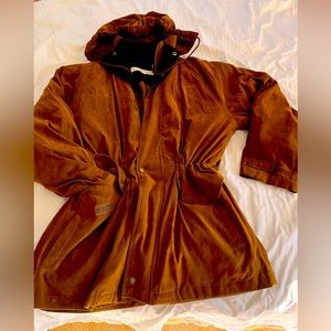 LONDON FOG WOMENS'S faux LEATHER HOODED FULLY REMOVABLE QUILTED LINED PARKA